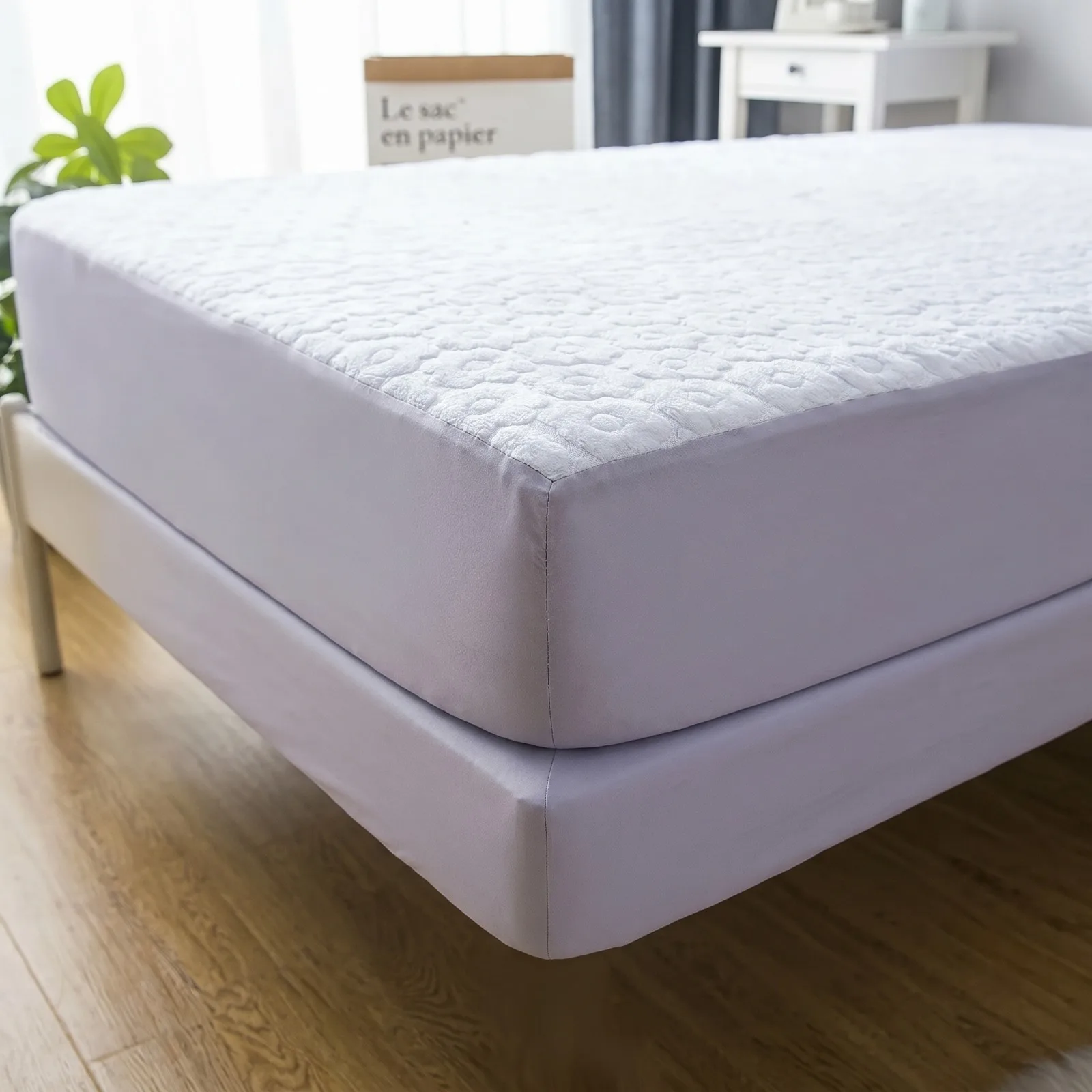プレミアム防水フラワーテリーマットレスプロテクターカバー 30cm – ベッドバグ防止フィットシーツ 冷却性と通気性のあるマットレス保護 ソフトで低刺激性