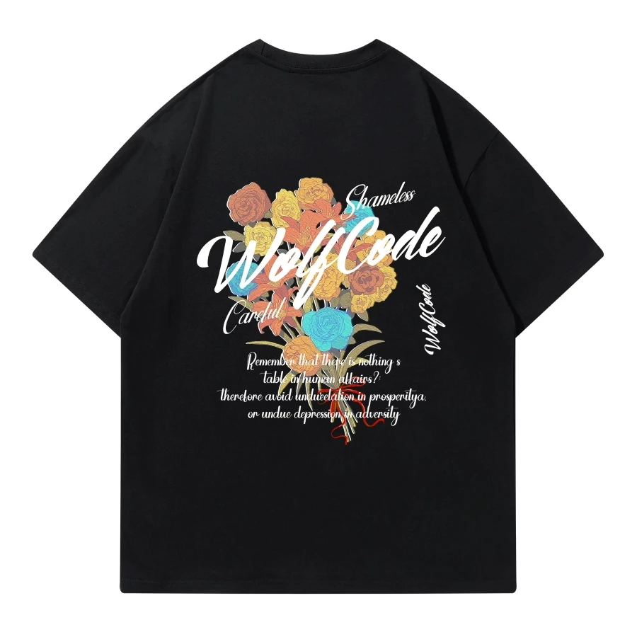 Life and Breath Printed American Short Sleeve T-Shirt Couple's Half Sleeve Tops Men's and Women's Street