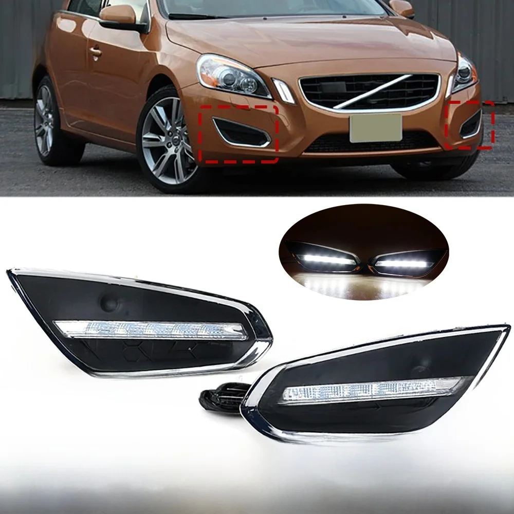 R-AUTO 1 zestaw LED DRL Światła do jazdy dziennej Światło przeciwmgielne Przednie światło drogowe Światło przeciwmgielne Do Volvo S60 V60 2011 2012 2013 — 2