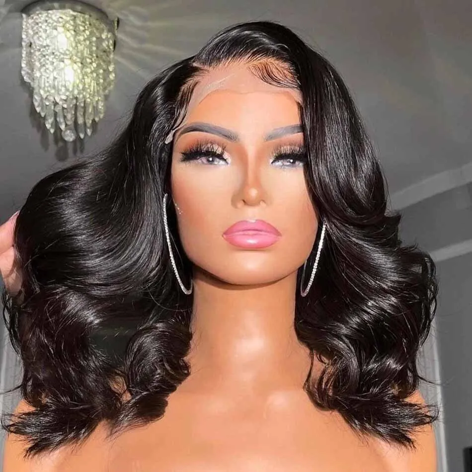 

Short Bob Wig Raw Human Hair Vietnam Virgin 100% Human Hair Loose Wave 13x4 Lace Frontal Bob Wig Remy for Women 200% Density