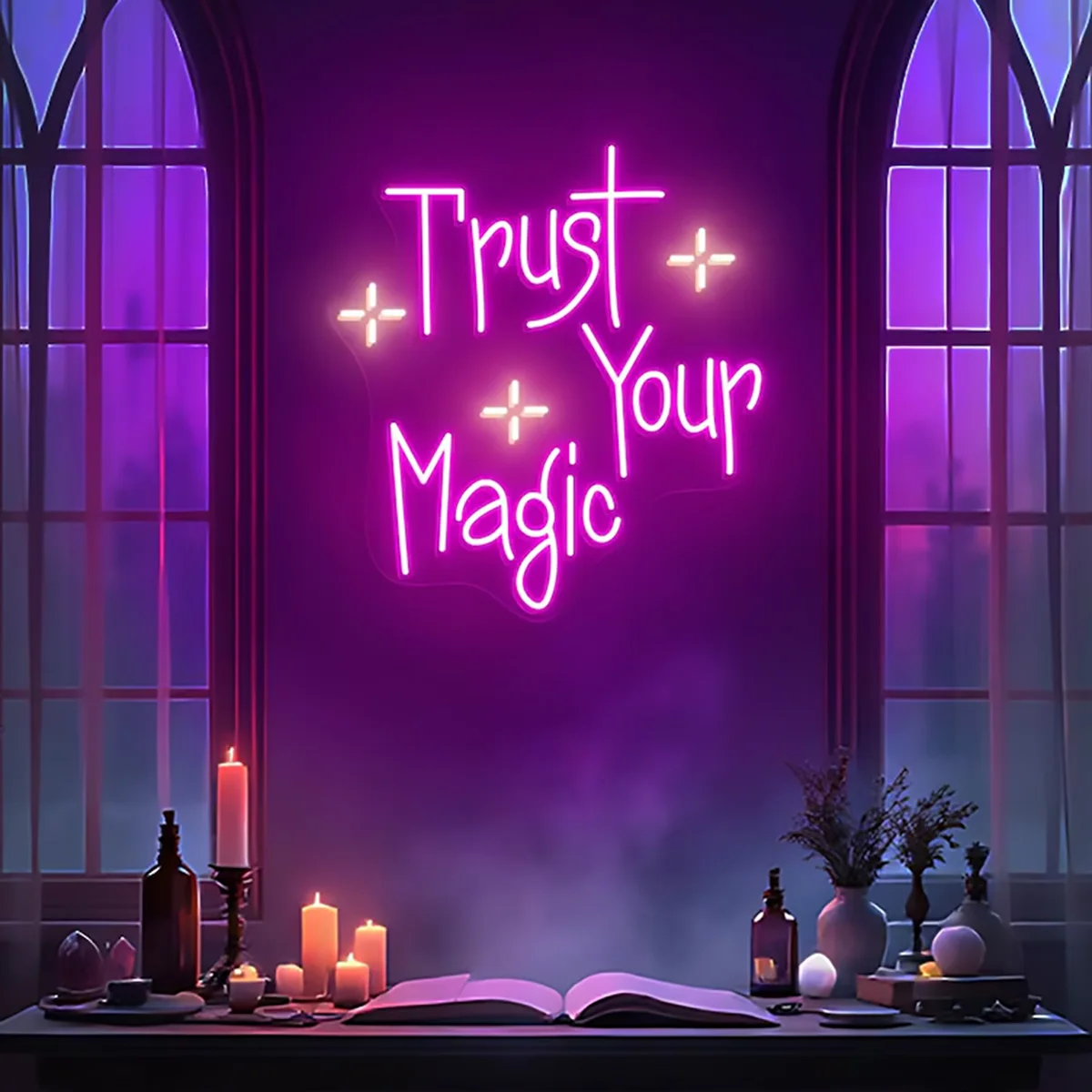 Trust Your Magic Neon Sign, Motivational LED Wall Decor, Witchy Room Decor, Bedroom Club Bar Art Decor