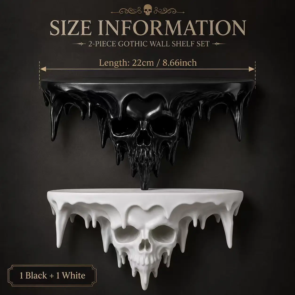 1pcs Skeleton storage rack wall rack 3D printing wall mounted black skull Halloween wall decoration view 4