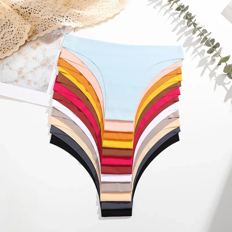 FINETOO 5 Teile/satz Eis Seide Nahtlose Unterwäsche Niedrige Taille Brasilianische Hosen Atmungsaktiv Hohe Elastizität Dessous Dessous Höschen