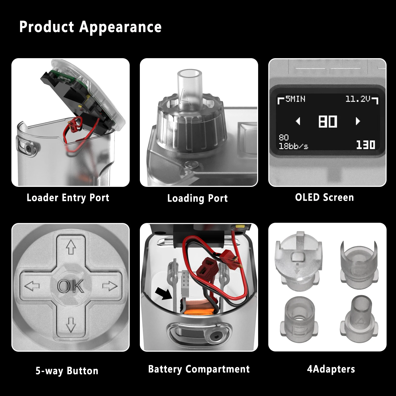 T238 Large Capacity Electric Speed Loader Lite Edition BB Magazine Loader For GBB AEG Spring Bolt Action Magazines 6mm BB Loader