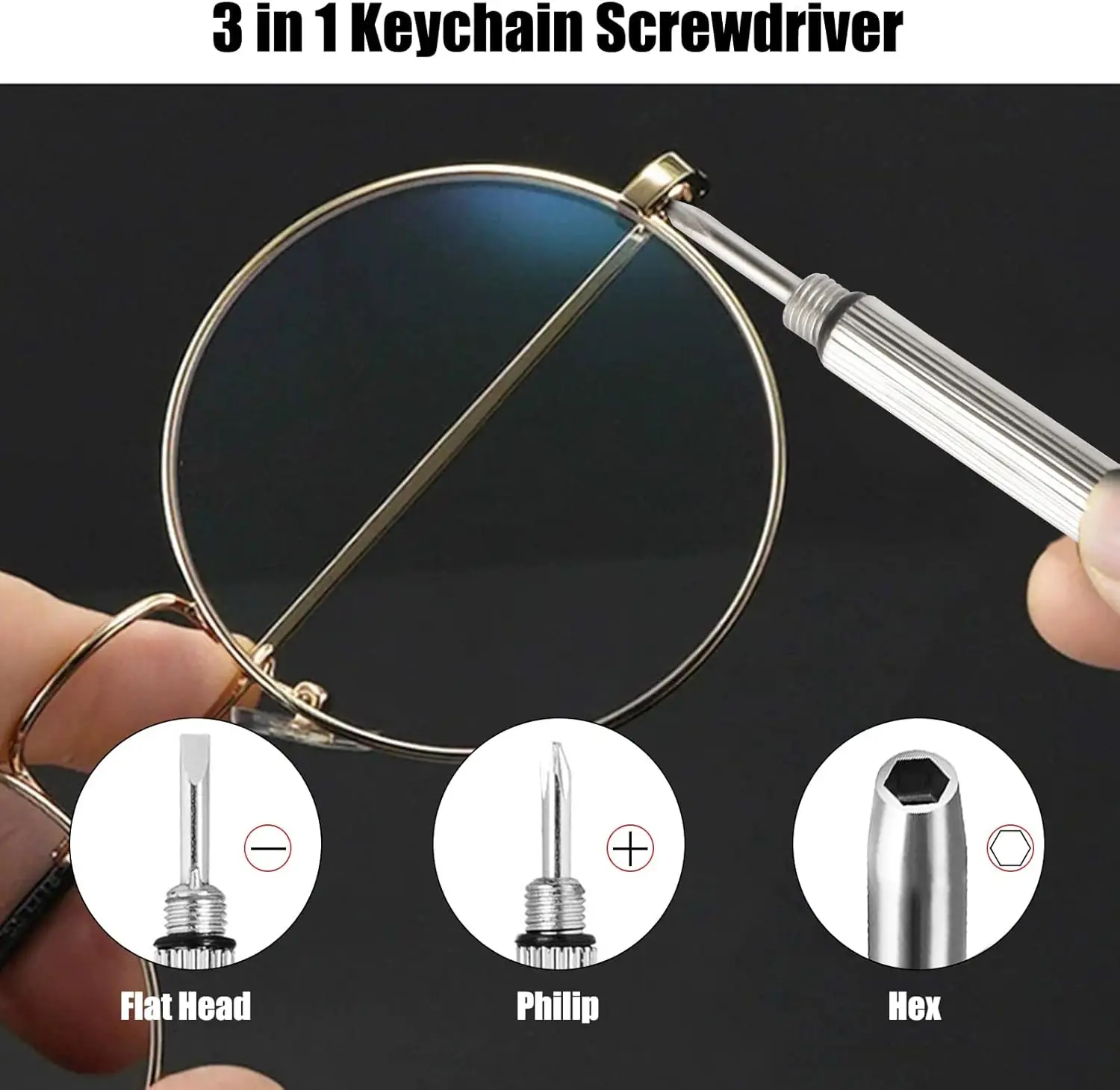 100 Pieces 3 in 1 Precision Eyeglass Cellphone Watch Screwdriver Repair Kit Mini Keychain Glass Eyewear Repair Tool