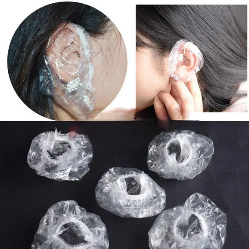 Cache-oreilles jetables pour Salon de coiffure, 100 pièces, couverture d'oreille transparente, Protection des oreilles, teinture des cheveux, capuchon de Protection, outil de coiffure