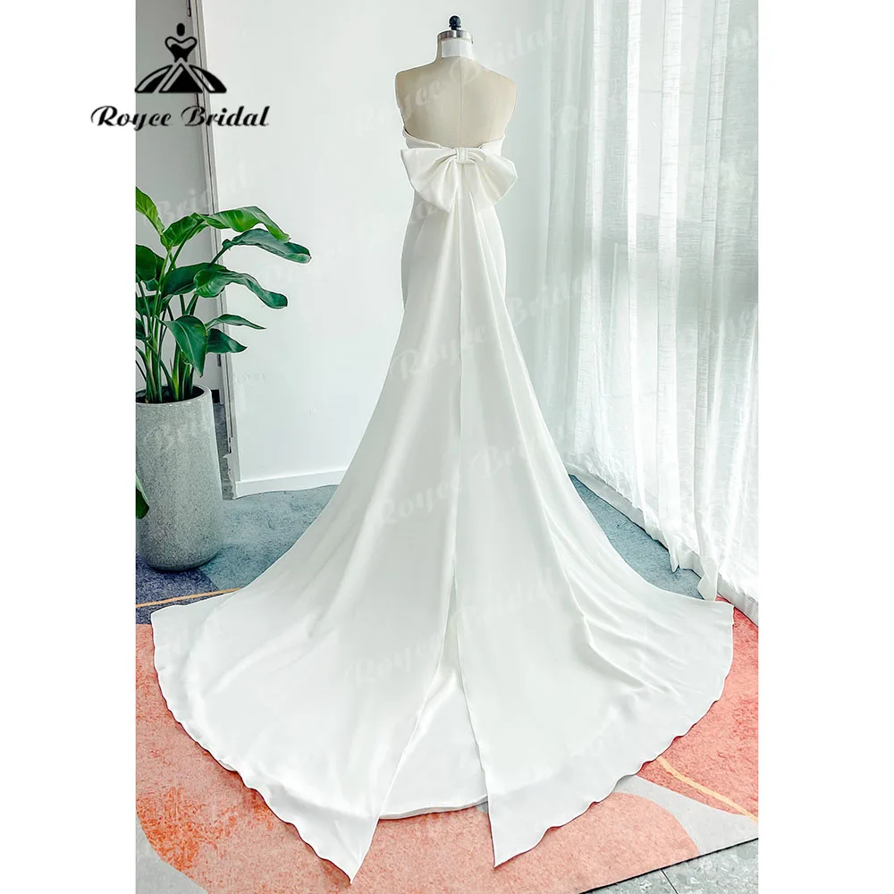 Vintage Soft Satin Off Shoulder Mermaid Wedding Dress for Women 2024 Wedding Party Gown with Bow vestidos de fiesta para mujer