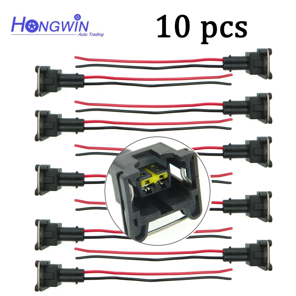 x5/10 Złącze wtryskiwacza paliwa Wtyczki okablowania Klipsy Zawór elektromagnetyczny doładowania Pasuje do EV1 OBD1 Pigtail Cut & Splice 440cc 650cc 850cc 1000cc