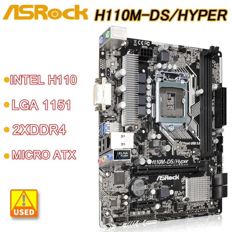 

H110 Motherboard ASRock H110M-DS/Hyper DDR4 Supports 6th /th Gen Intel Core i5-6500 7600 cpu 1151 USB 3.1 SATA3 Micro ATX