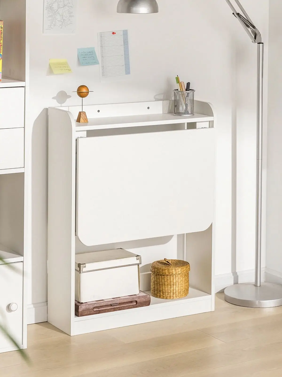 SoBuy FWT92 Schreibtisch klappbar Computertisch mit Ablagen Klapptisch Arbeitstisch Bürotisch für Homeoffice Wandtisch