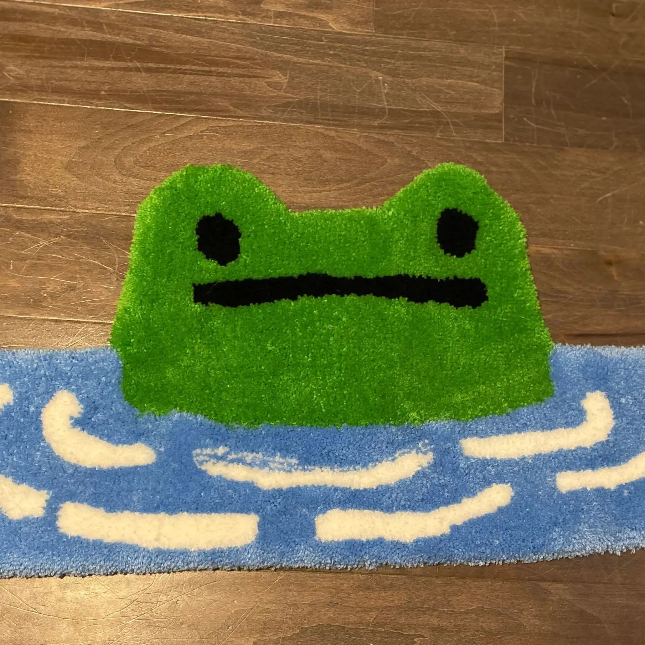 

Pond and Frog Cute Rug Printing Technology Simple Housewarming Gift Handmade Non-Slip Decorative Carpet