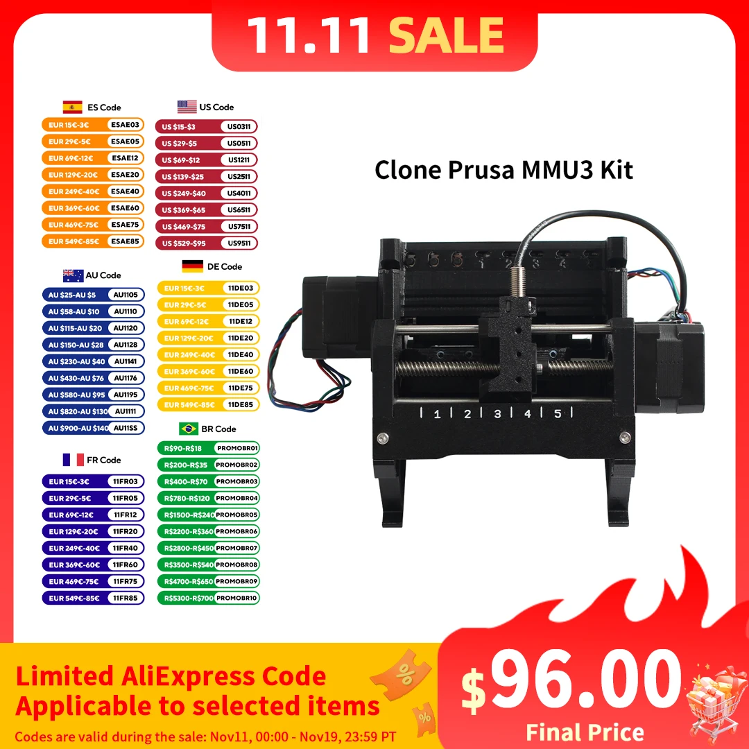 

FYSETC Clone Prusa MMU3 kit Upgrade Multicolor Printing kit including the Motherboard for Prusa MK3S+ MK4