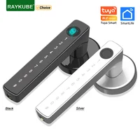 RAYKUBE M5 Tuya BLE cerradura de puerta con huella dactilar cerradura electrónica Digital con contraseña/llave/tarjeta IC/Smartlife/desbloqueo de aplicación Tuya