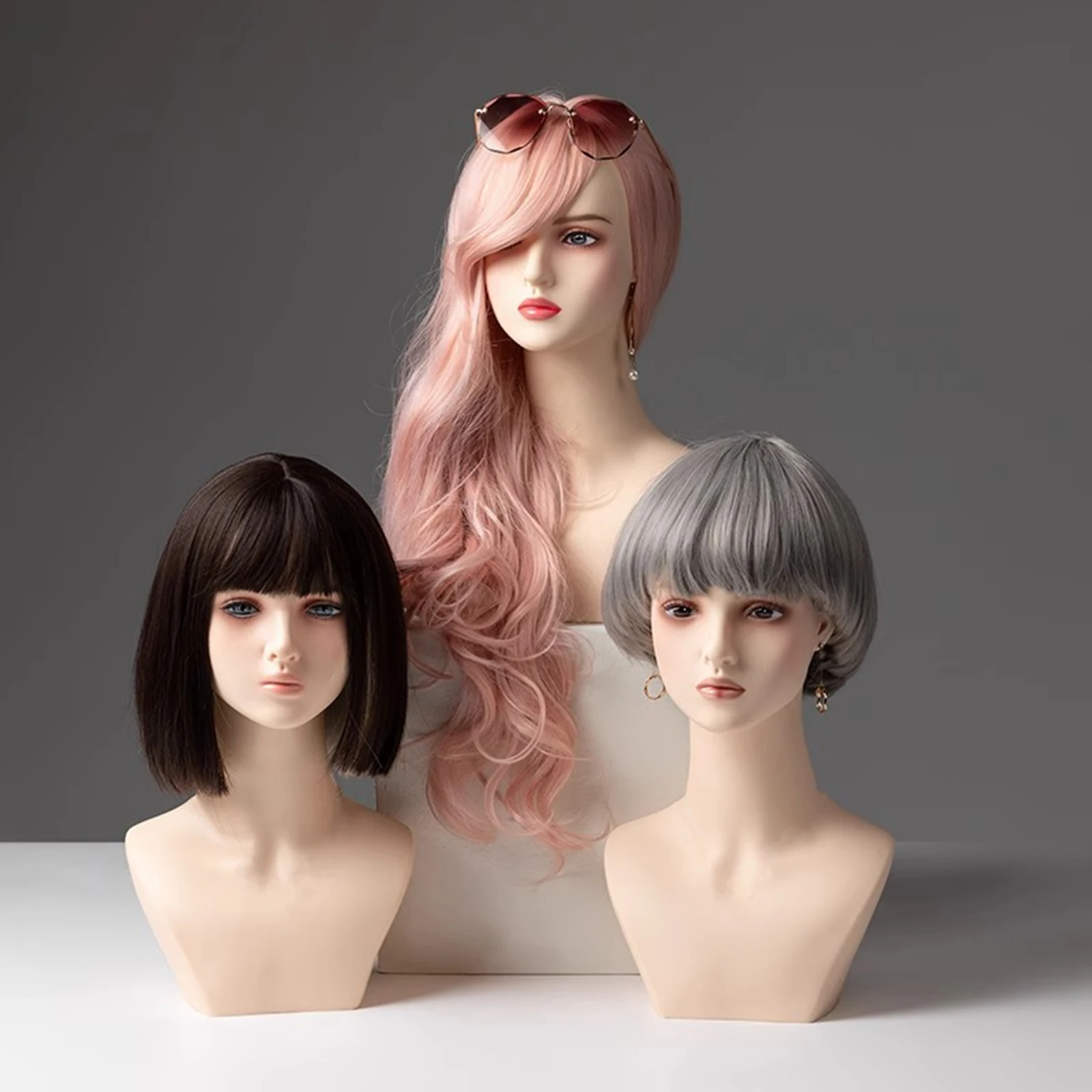 أنثى عارضة أزياء رئيس شعر مستعار عرض نموذج مع الكتف متعددة الأغراض المهنية دائم القزم لصنع الأقراط القبعات الباروكات #1