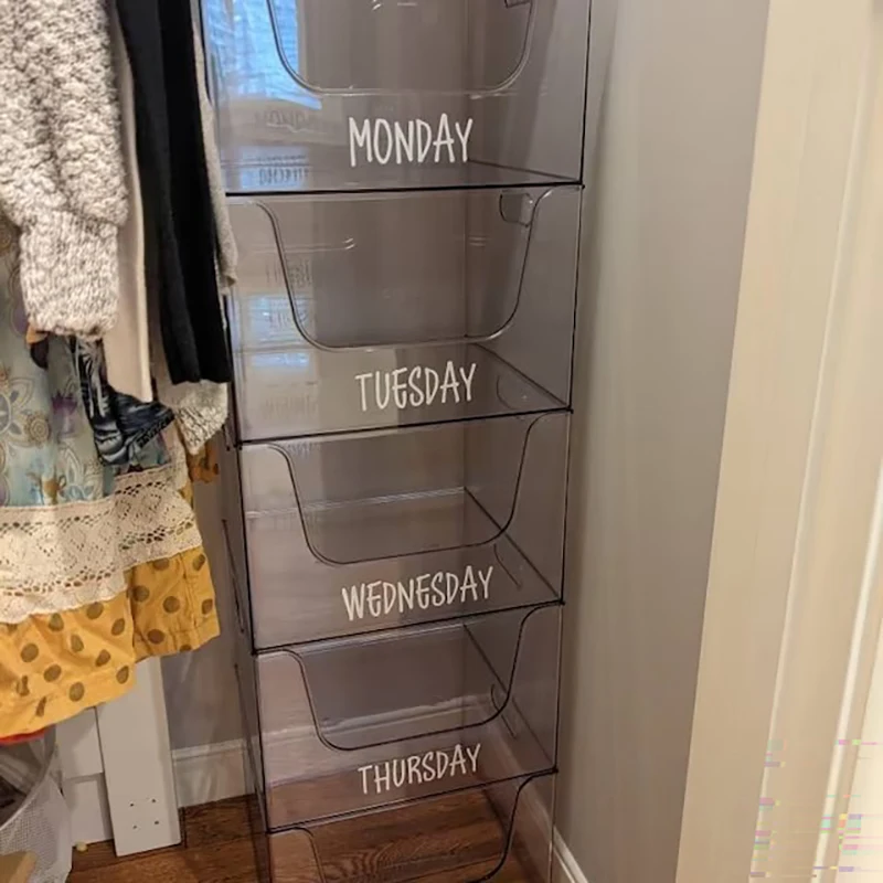 Days Of the Week Labels Decals Personalized Organization Drawer Label Vinyl Sticker Classroom Sub-folder Organizing Decal Decor