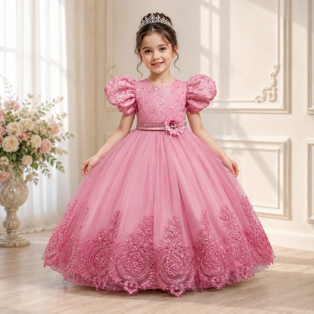 4-12 years old flower boy wedding dress evening dress sequins long Halloween girl dress Christmas performance host speeches