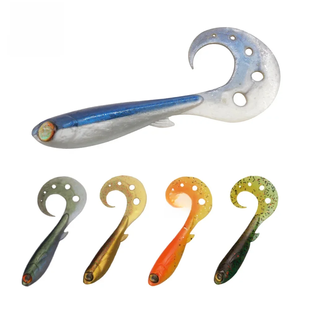 Esfishing Kunststoffe lockt weichen Köder lockigen Schwimmer 100mm 6g 6 stücke Jigging Pesca Angel