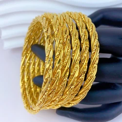Luxury Dubai 24K Gold Color Bangle For Women African Jewellery Bracelets Brazilian Indian Wedding Designer Bracelets Gifts 62mm