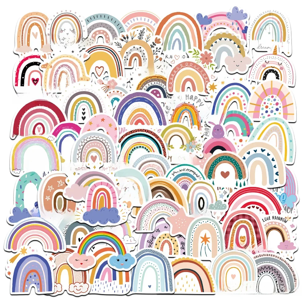 60 pièces dessin animé arc-en-ciel pont autocollants pour fille enfants jouets classiques bricolage ordinateur portable réfrigérateur téléphone Skateboard vélo décalcomanies autocollant