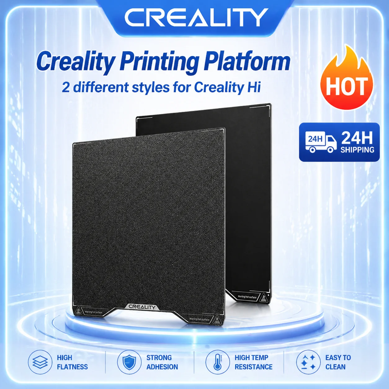 

Creality Hi Epoxy Resin Build Plate High Strength Wear Resistance Flatness Hi Double Sided Black Textured PEI Printing Platform