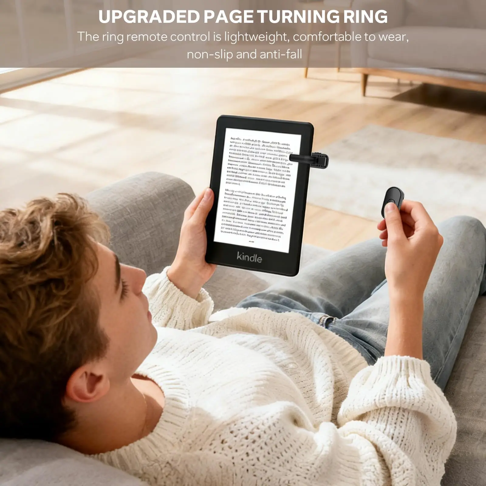 E-book Bluetooth Page Turn Ring Remote For Kindle, Portable Shutter Trigger For iPad Phone Video Take