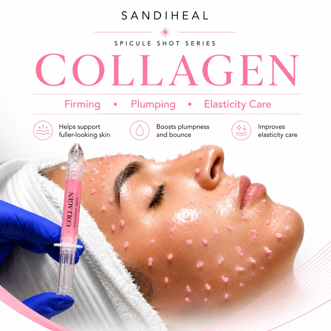 Sérum Facial Microagulhado SANDIHEAL 4x7ml Ácido Hialurônico Colágeno PDRN Retinol CICA Vitamina C Hidratante Suavizante Radiante