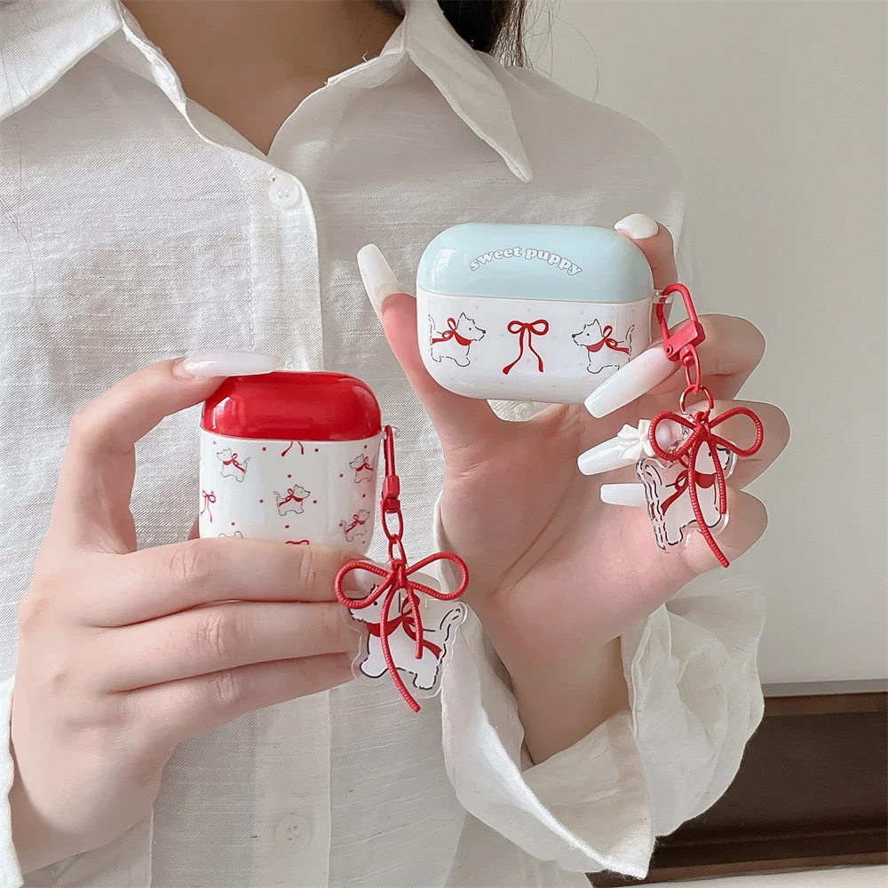 

INS Cute Fashion Love Dog Bow TPU Earphone Cover, Suitable for Apple AirPods 4/3/2 Pro 2/3 Bluetooth