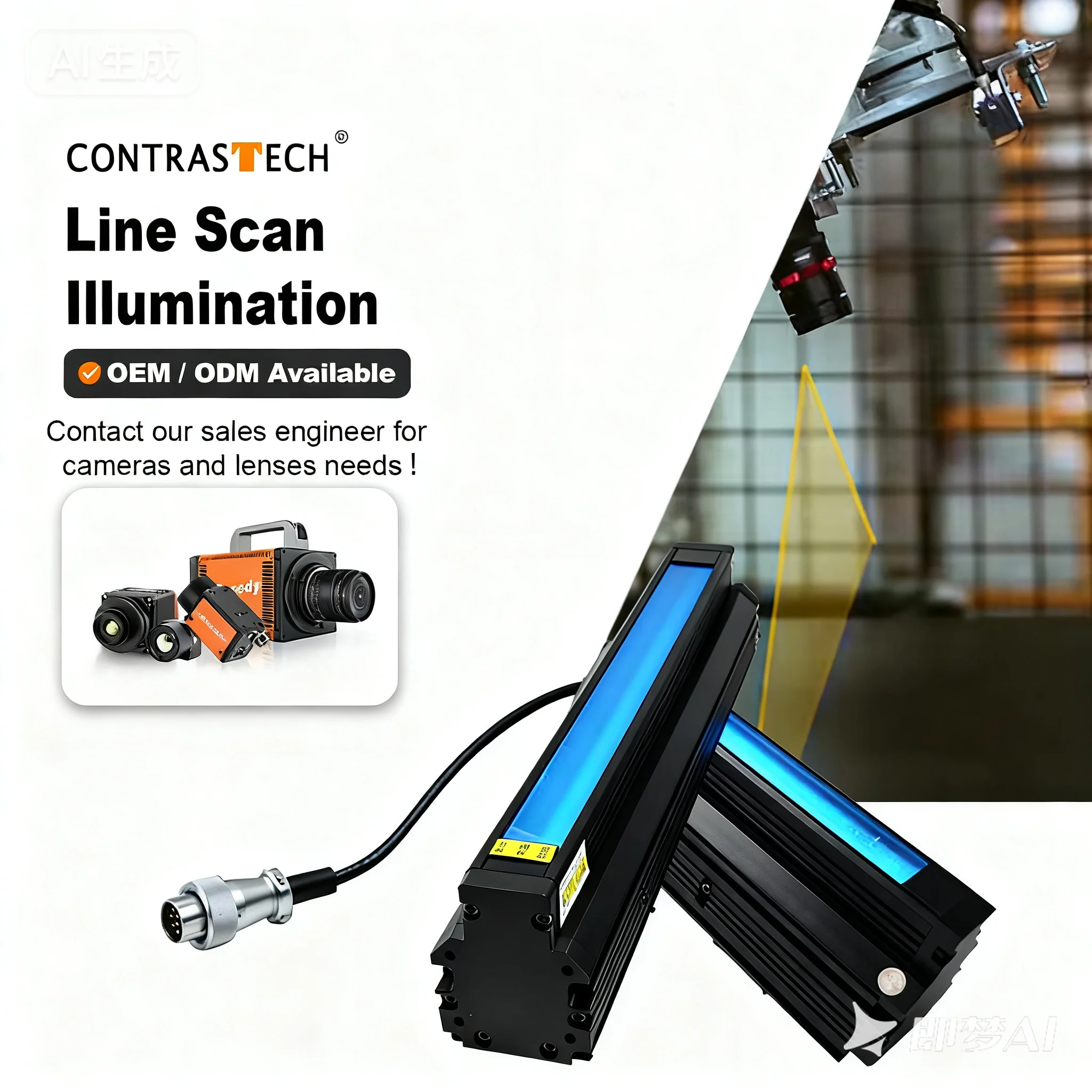 RGBW Line Scan Illumination LiN Plus Series Inspection LED Light Industrial Machine Vision Lighting 48V For Food Sorting