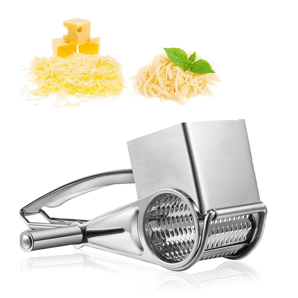 Rotary Cheese Grater, Stainless Steel Handheld Cheese Cutter, Slicer for Hard Chocolate, Nuts, Kitchen Tools