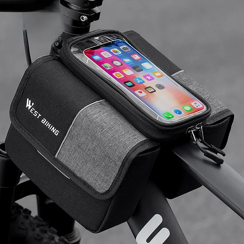 AliExpress West Biking WEST BIKING Bicycle Bag Cycling Top Front Tube Frame Bag 7.0Inches Phone Case Storage Touch Screen