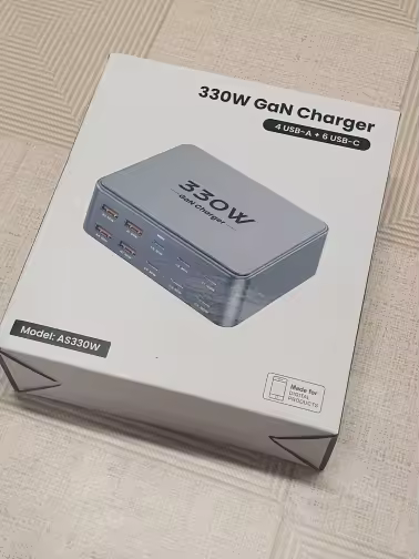 Embalagem do produto carregador de mesa 330W GaN Charger modelo AS330W