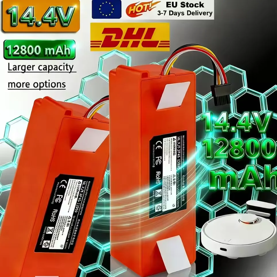 Batteria per aspirapolvere Xiaomi (Brr-2P4S-5200S) Roborock S5, S6 S50-55, S5 Max, S6, S7, ecc. 14,4 V, 12800 mAh.