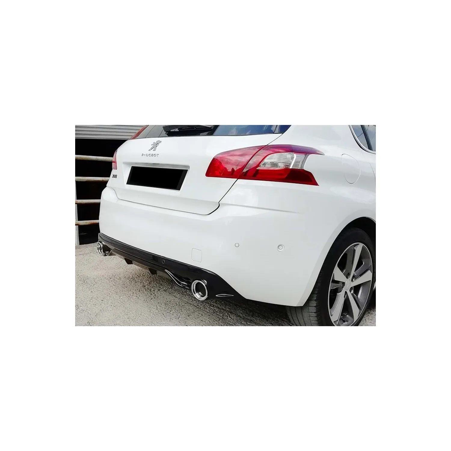 For Peugeot 308 Race Diffuser Piona Black + Exhaust Tip Chromes 2013 To 2019 Years - Rocker Racer Body Kit Bumper Hot Spoiler