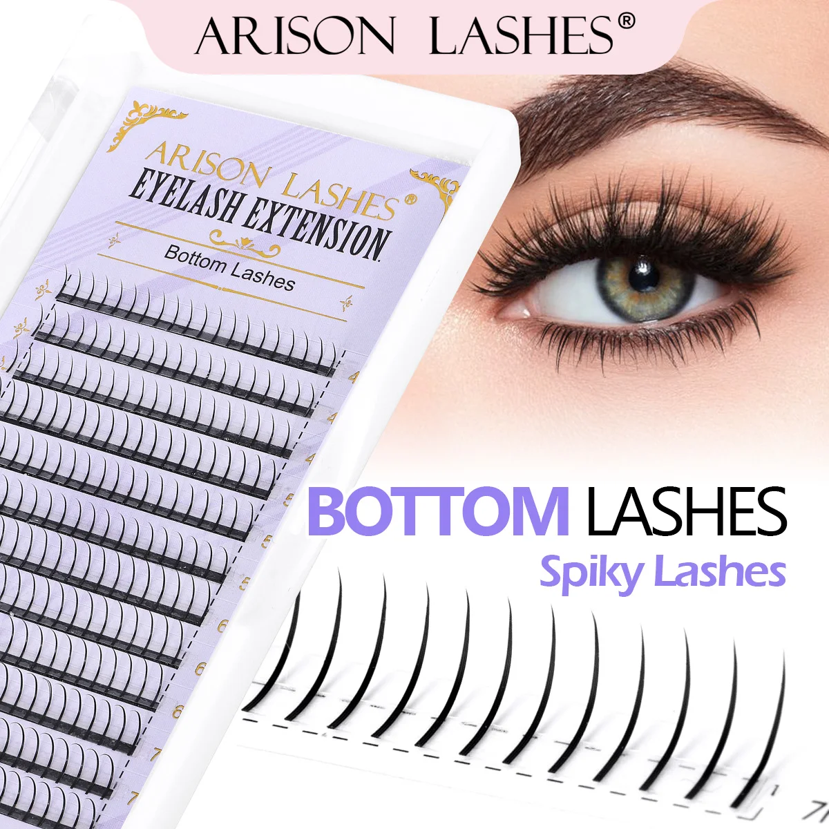 ARISON Spiky Bottom Lashes 4 to7mm False Eyelash Extensions for Lower Lid DIY Home Salon Use Natural to Dramatic Look