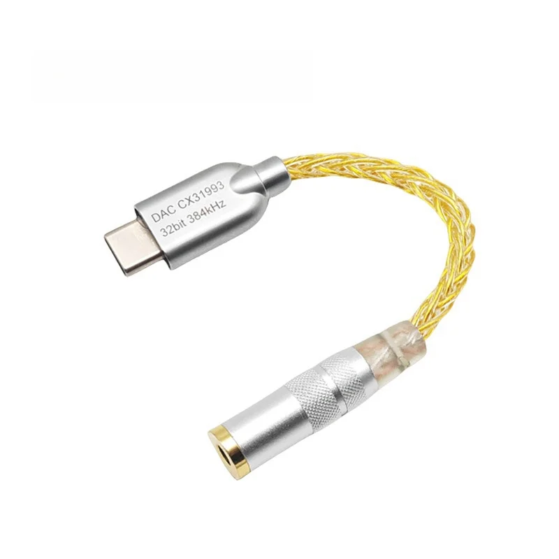 Ly Technology CX31993 Type-C to 3.5mm Audio DAC Decoder Headphone Amplifier HiFi Silver-Plated Adapter Cable
