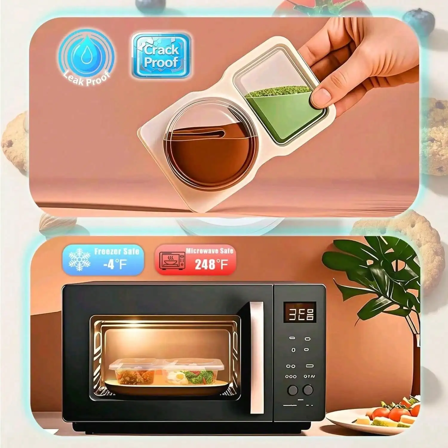 A 20-piece snack box with a lid, featuring a double-layer compartment structure and equipped with a small plastic seasoning container. Suitable for dipping sauces, portable snacks and lunch use, it is convenient to carry and easy to use.