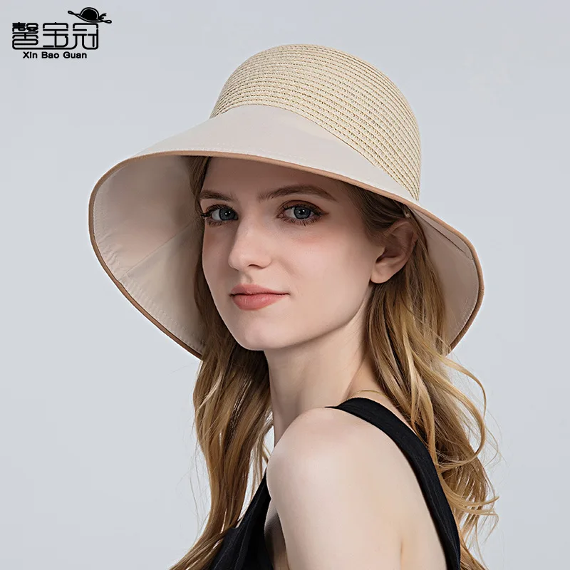 

Women's UPF 50+ Wide Brim Roll-up Straw Sun Hat Sun Visor Fisherman's