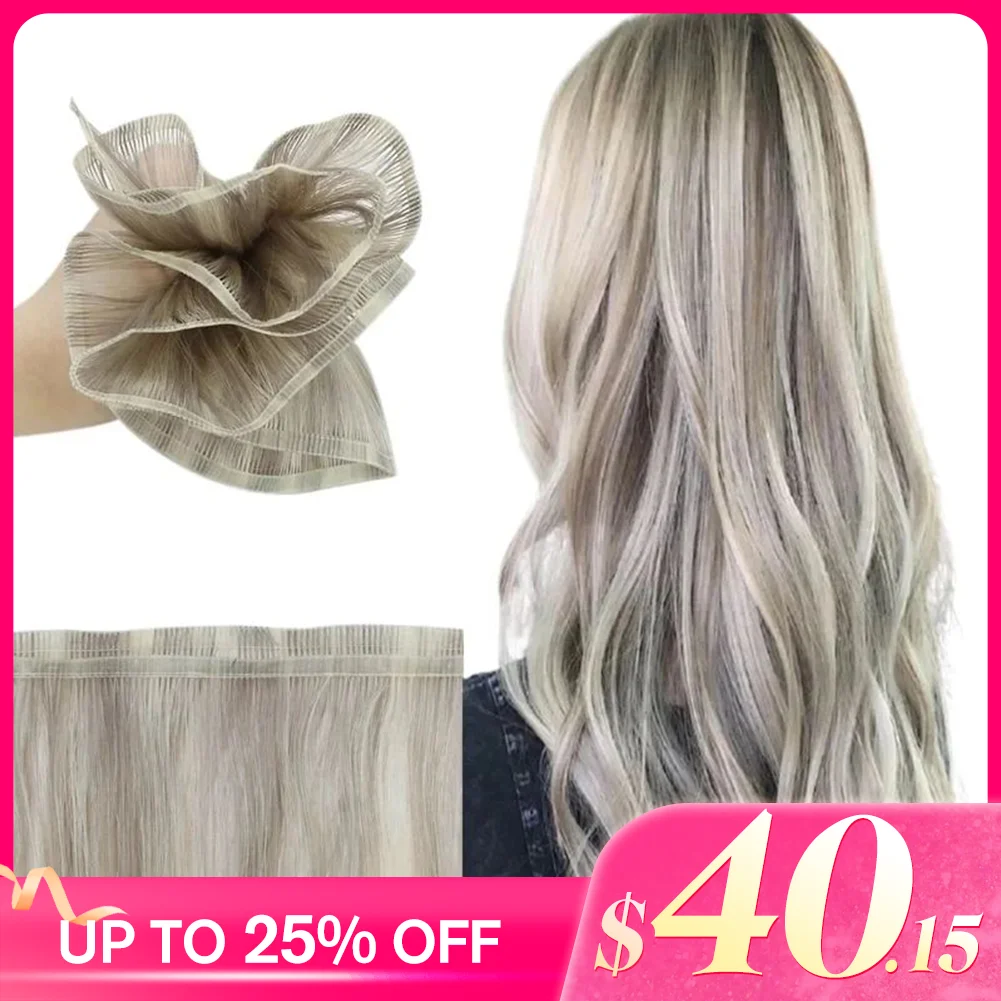 Extensiones de cabello de trama de seda plana VeSunny Cabello humano virgen cosido en trama rubia gris # Pelo liso de trama 19A/60 para salón