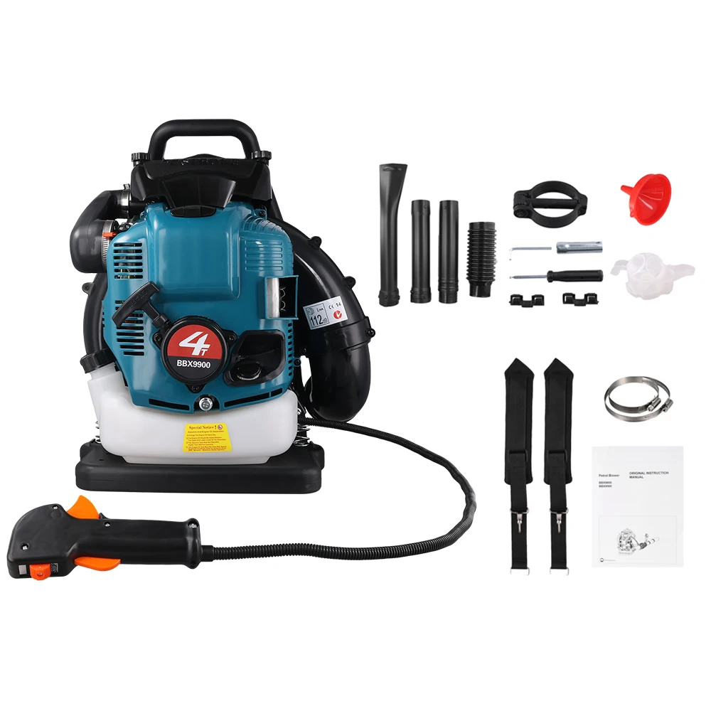 Podofo 75,6 cm³ 4-Takt 7000 U/min Benzinbetriebener Rucksack-Laubbläser 2,8 kW Hochleistungsmotor 1,9 l Tank Rucksack-Schneebläser mit Anti-Vibrationsgurt Hochleistungs-Luftgebläse für Rasenpflege,