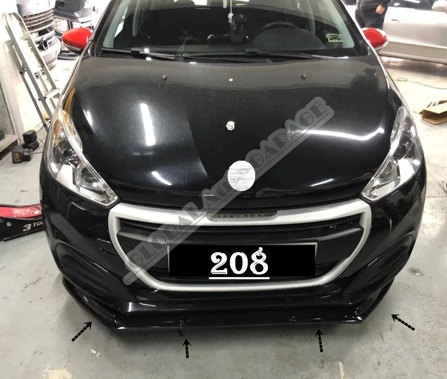 For Peugeot 208 Front Bumper Attachment Lip 2012-2020 Piano Glossy Black Splitter Diffuser Universal Spoiler Bumper Mud Flaps