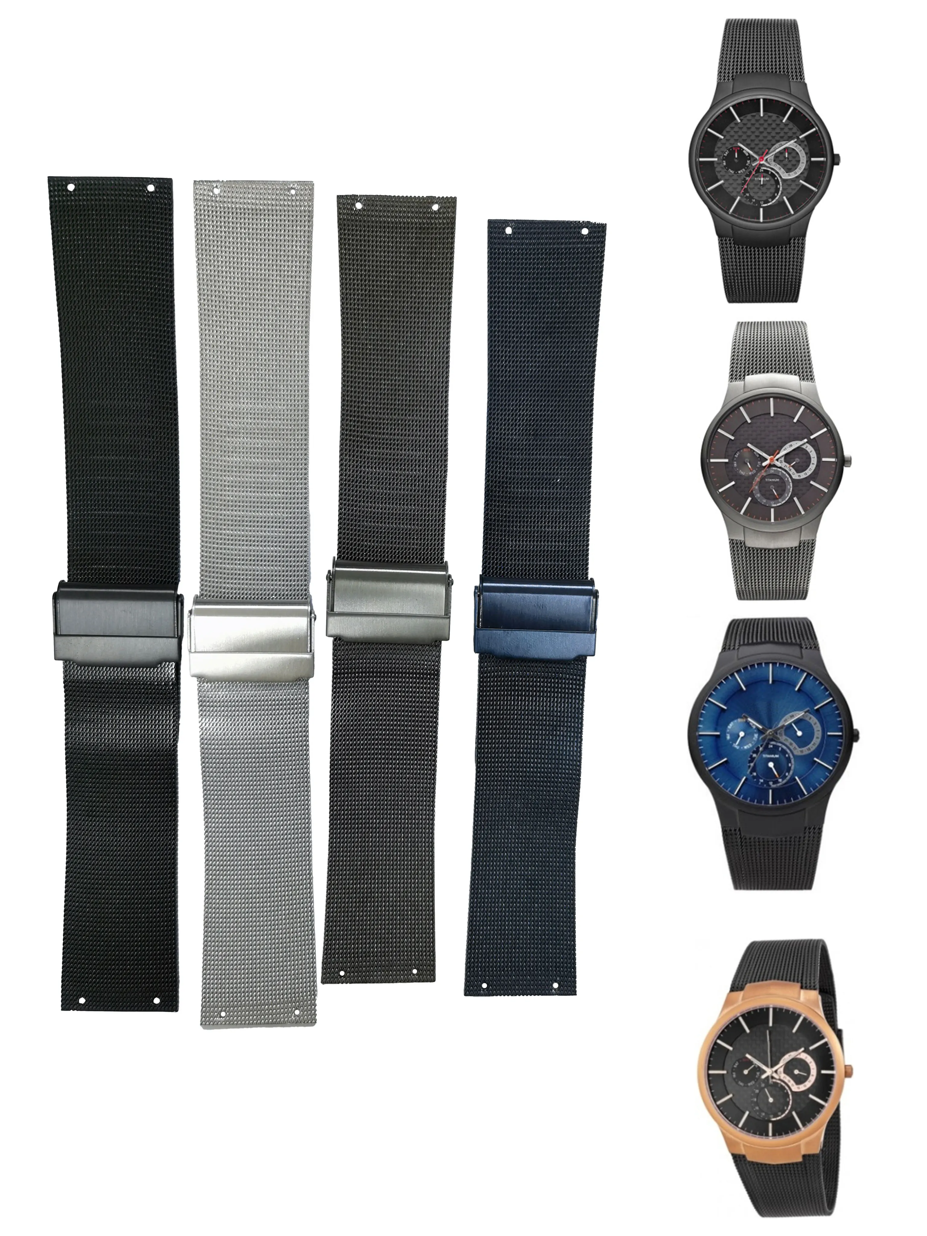 Correa de reloj de repuesto NZZXTO para reloj unisex Skagen con tornillo de 24 mm (espaciado entre orificios de 15 mm) serie 809XLTTM