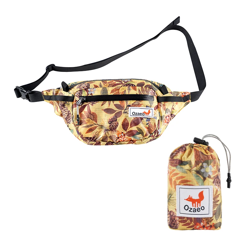 2L travel waist bag, water resistant, lightweight, hiking fanny pack with 3 zipper pockets and adjustable strap