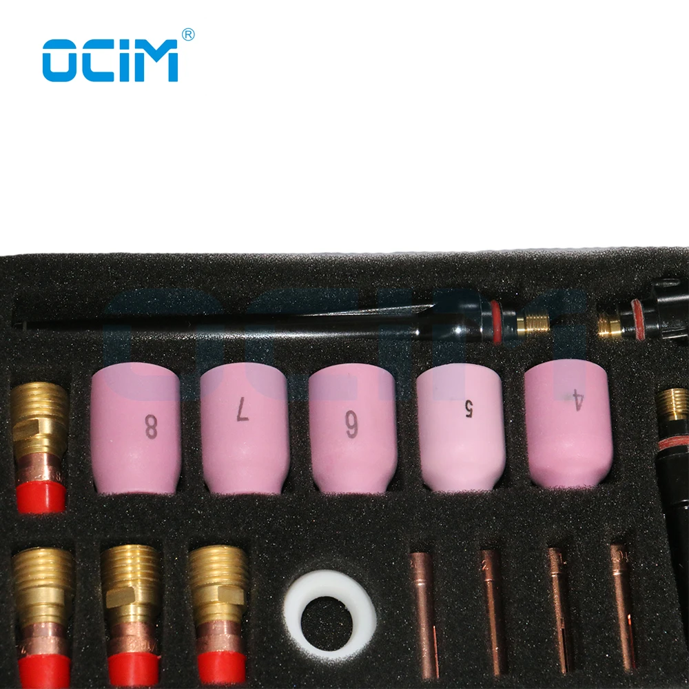 17 PCS  Argon Tig Welding Parts Kit with Plastic Package For WP17 WP18 WP26 Tig Welding Gun