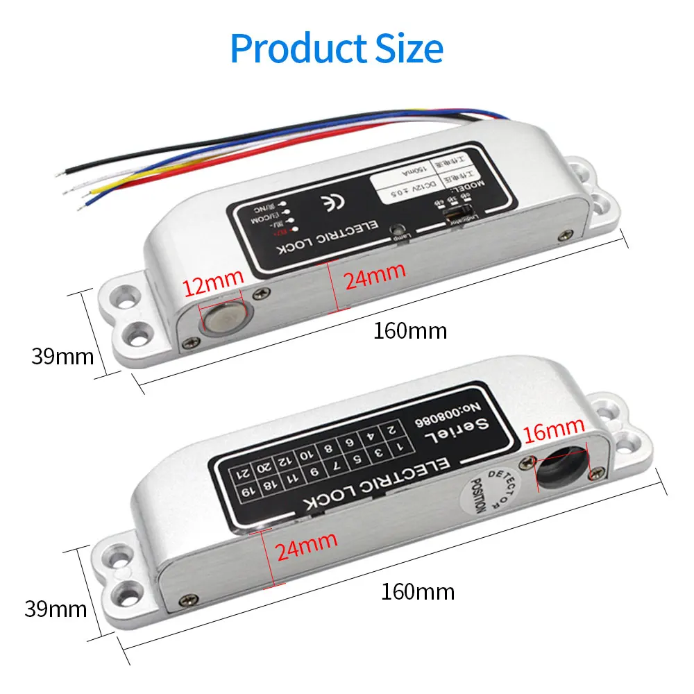 DC12V Electric Drop Bolt Lock Electronic Mortise Lock Time Delay Fail Safe For Access Control System Glass Wooden Door