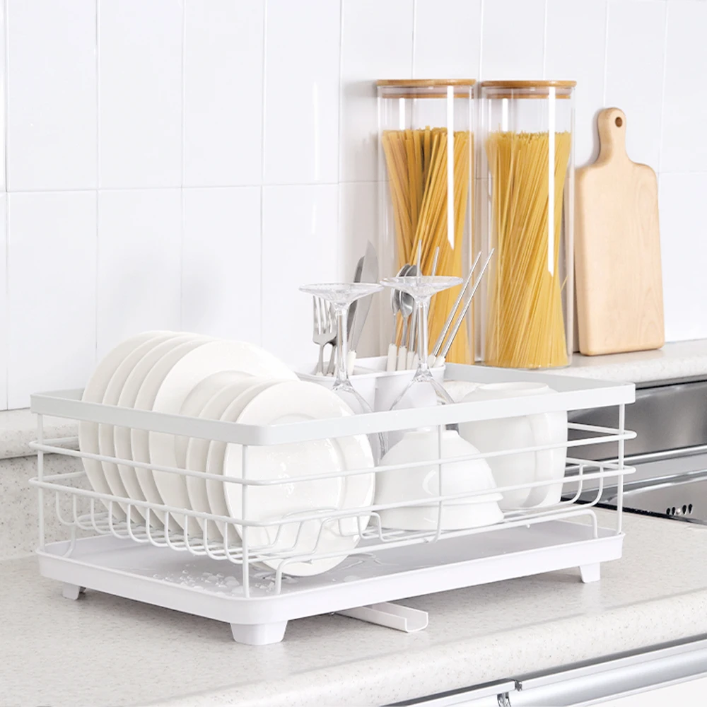 White dish drying rack 1-2 layer sink shelf Draining bowl Organizer Drying rack tray