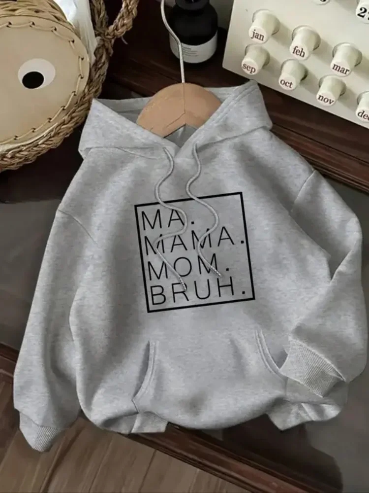 

Осенне-зимняя вязаная ткань, среднее утолщение, приталенный стиль, женская повседневная модная свободная толстовка с капюшоном с буквенным принтом Mama