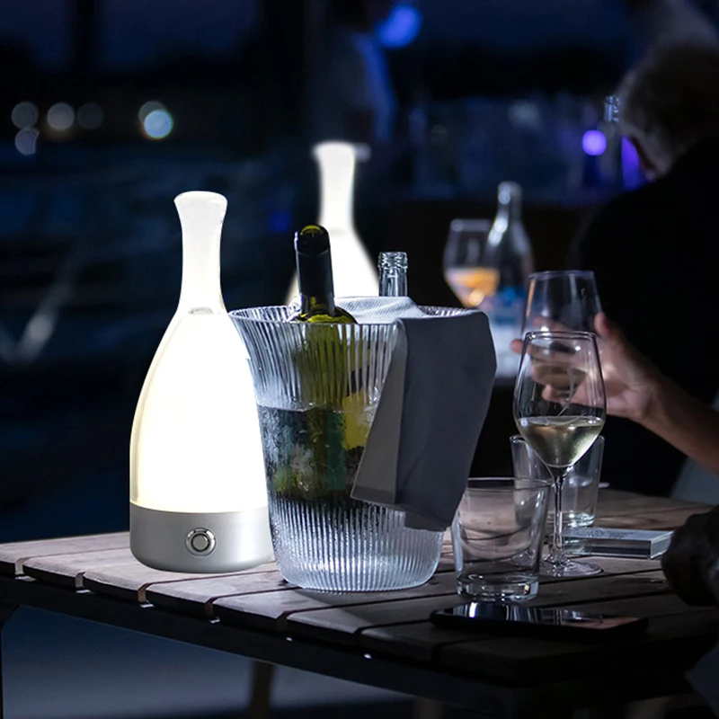 Creative Wine Bottle Table Lamp USB Touch Three Color LED Night Light Coffee Bar Atmosphere Dining Table Art Bedroom Decoration