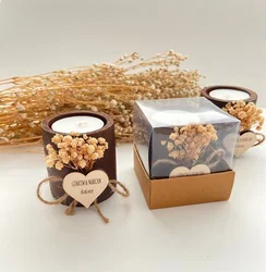 Bomboniere per candele da sposa personalizzate, portacandele cilindrico in legno regali sfusi, Set di scatole regalo con conchiglia di mare, candela per damigelle d'onore, candela per fiori, Baby Shower