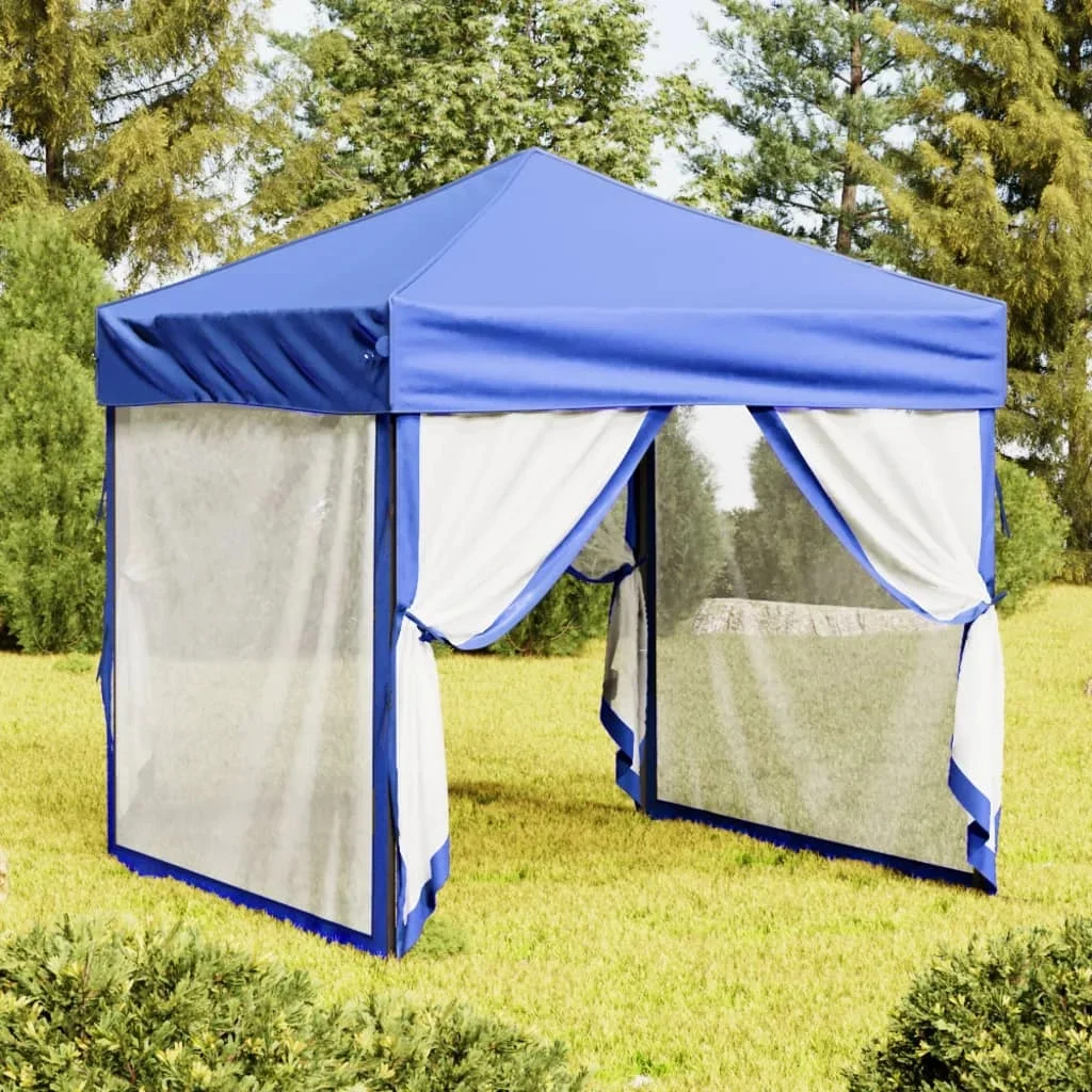 Vidaxl Blue Folding Party Tent With Sidewalls 2X2 M Outdoor Products Sunshade And Rainproof Outdoor