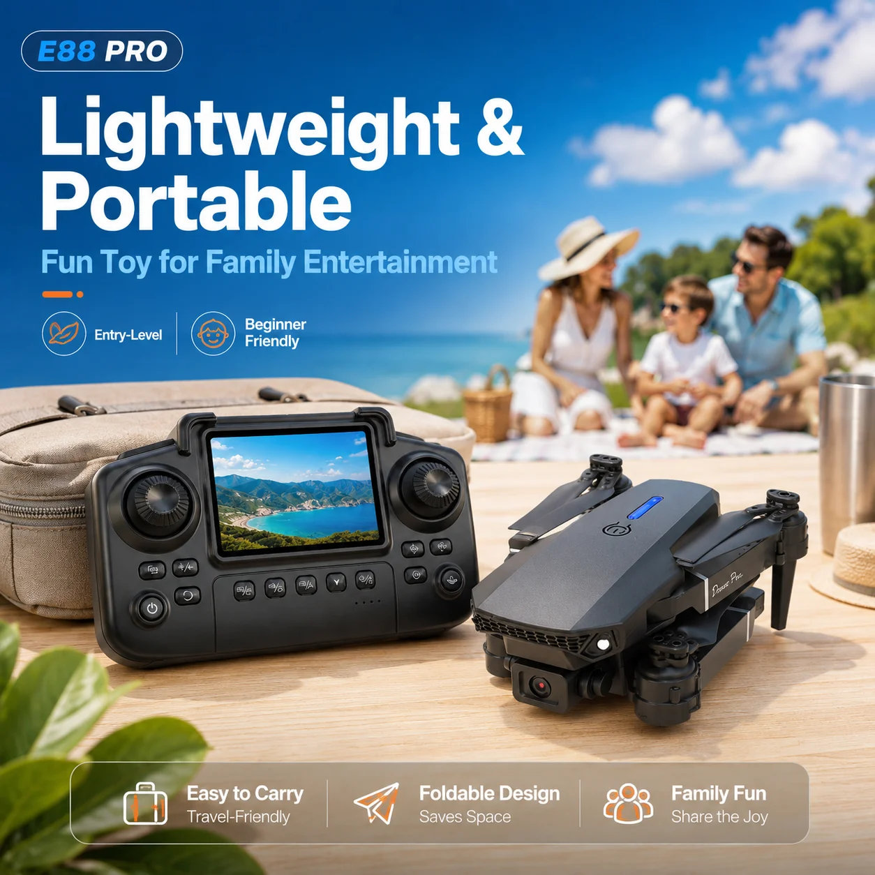 ZNLYRION 480PFoldable FPV Drone with Screen Remote Dual Camera Altitude Hold Headless Model LED Night Light